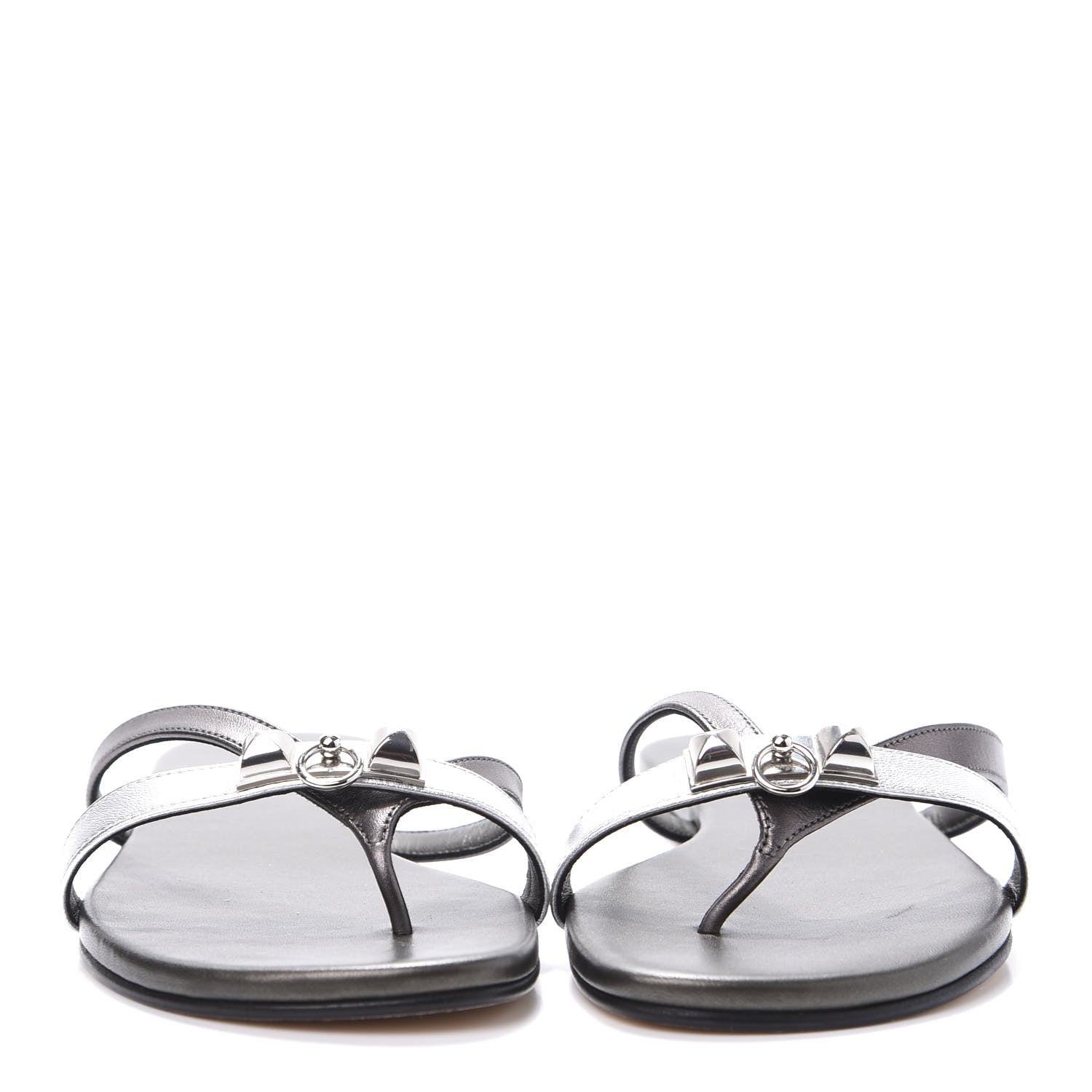 Hermes Metallic Nappa Corfou Sandals 36 Canon de Fusil Argent 2 of 8