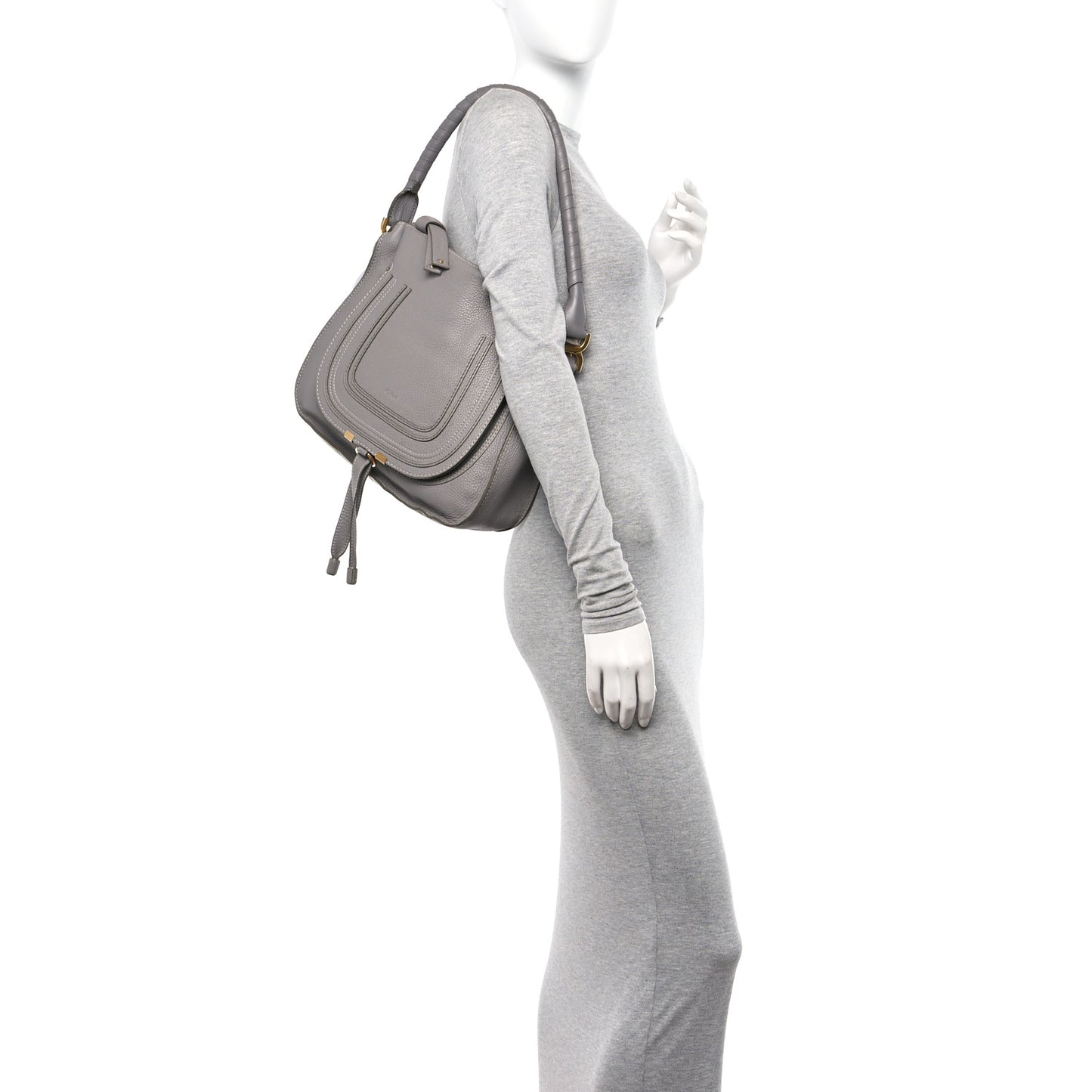 Calfskin Medium Marcie Satchel Cashmere Grey