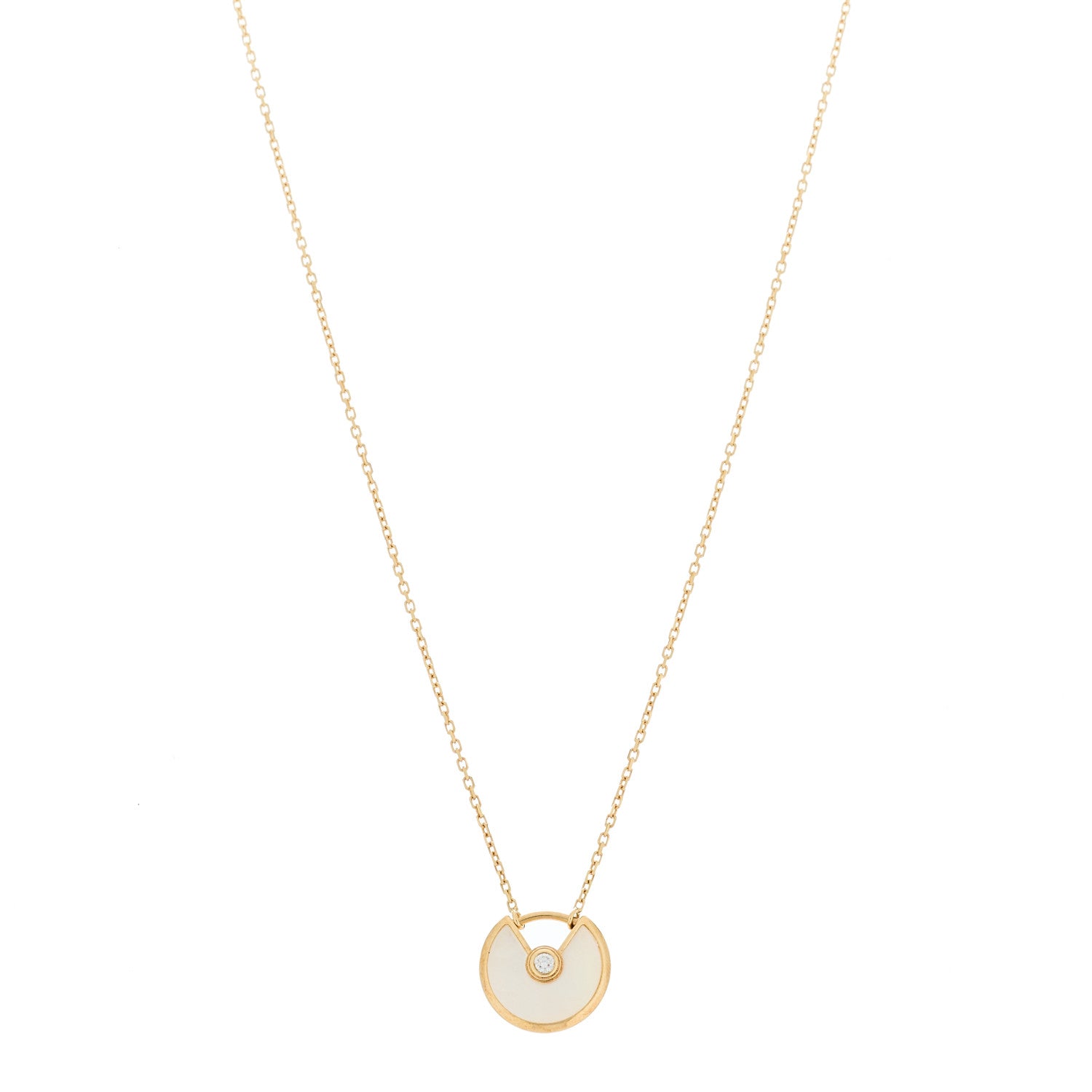 Cartier 18K Yellow Gold Diamond Mother of Pearl XS Amulette de Cartier Pendant Necklace 1 of 4