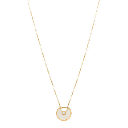 Cartier 18K Yellow Gold Diamond Mother of Pearl XS Amulette de Cartier Pendant Necklace 1 of 4