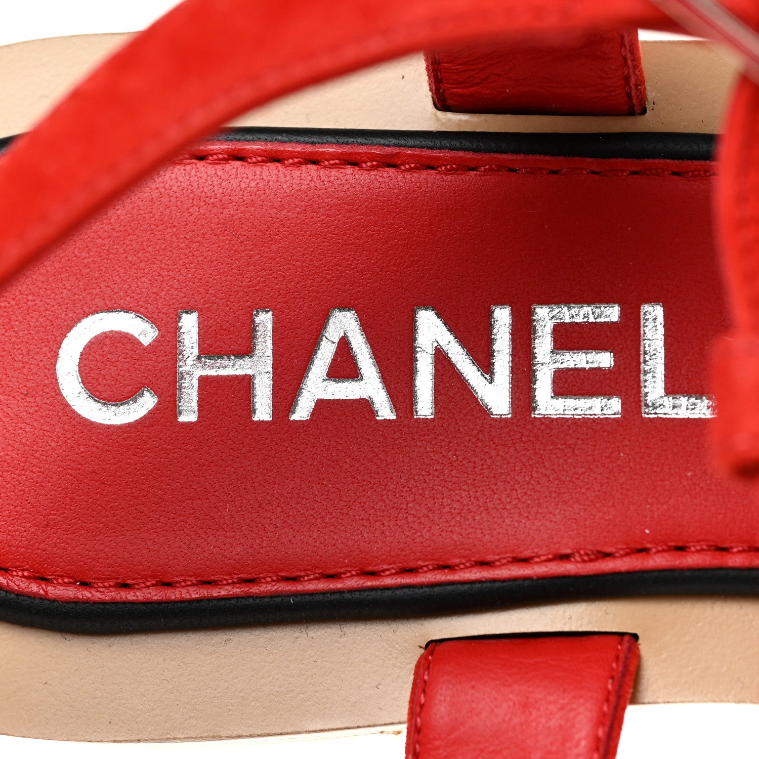 Chanel Suede Calfskin Chain CC Thong Sandals 36.5 Red 10 of 12