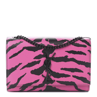 Saint Laurent Grain De Poudre Zebra Print Small Monogram Kate Satchel Fuxia Black 1 of 7