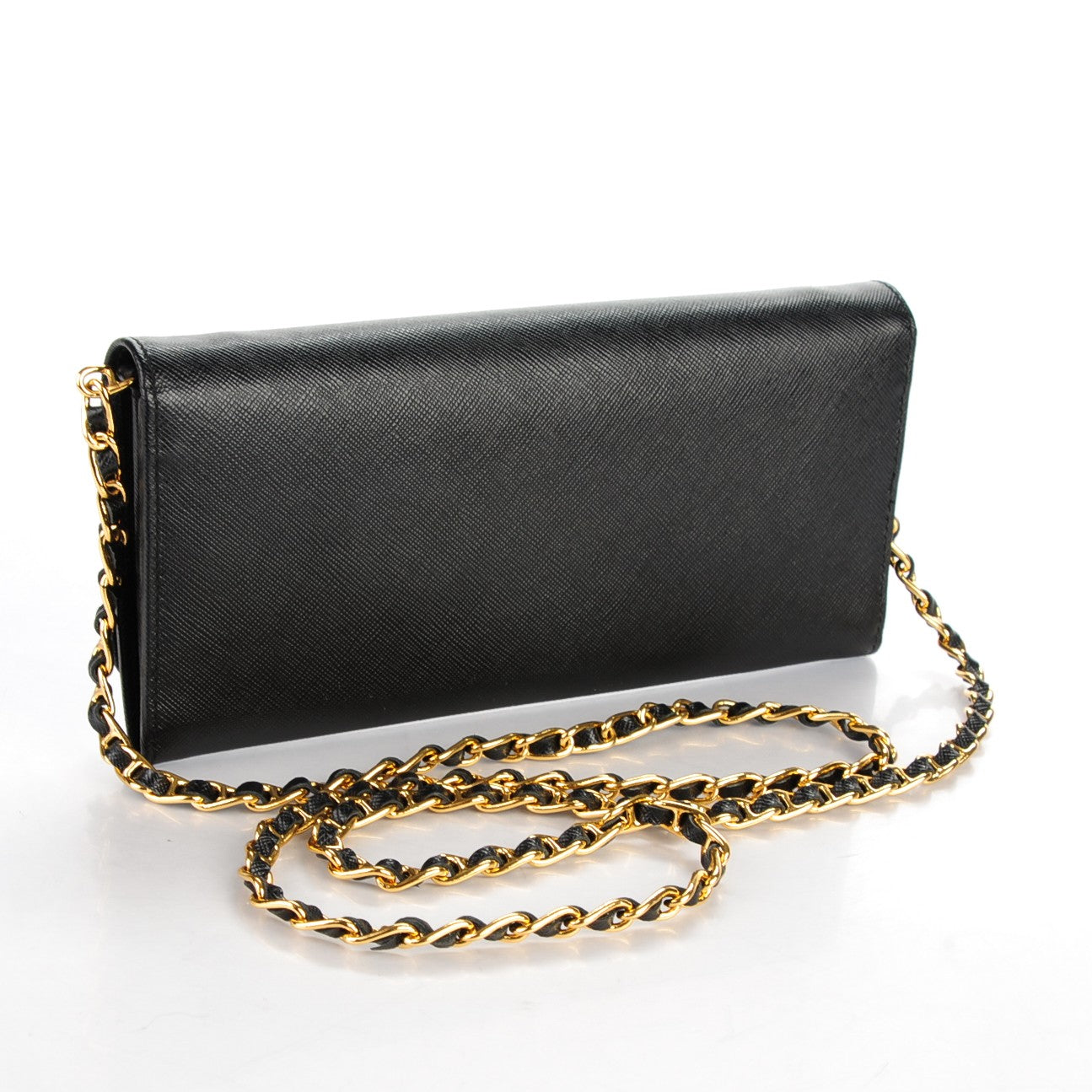 Saffiano Metal Oro Chain Wallet Nero Black