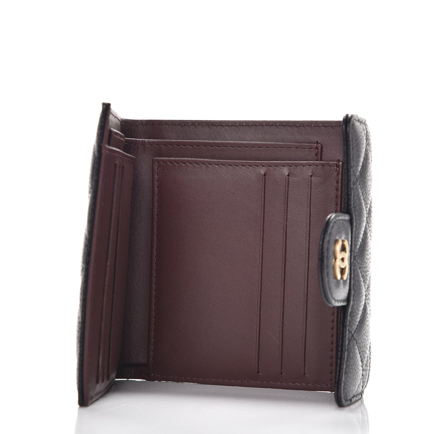 Caviar Quilted Compact Flap Wallet Black