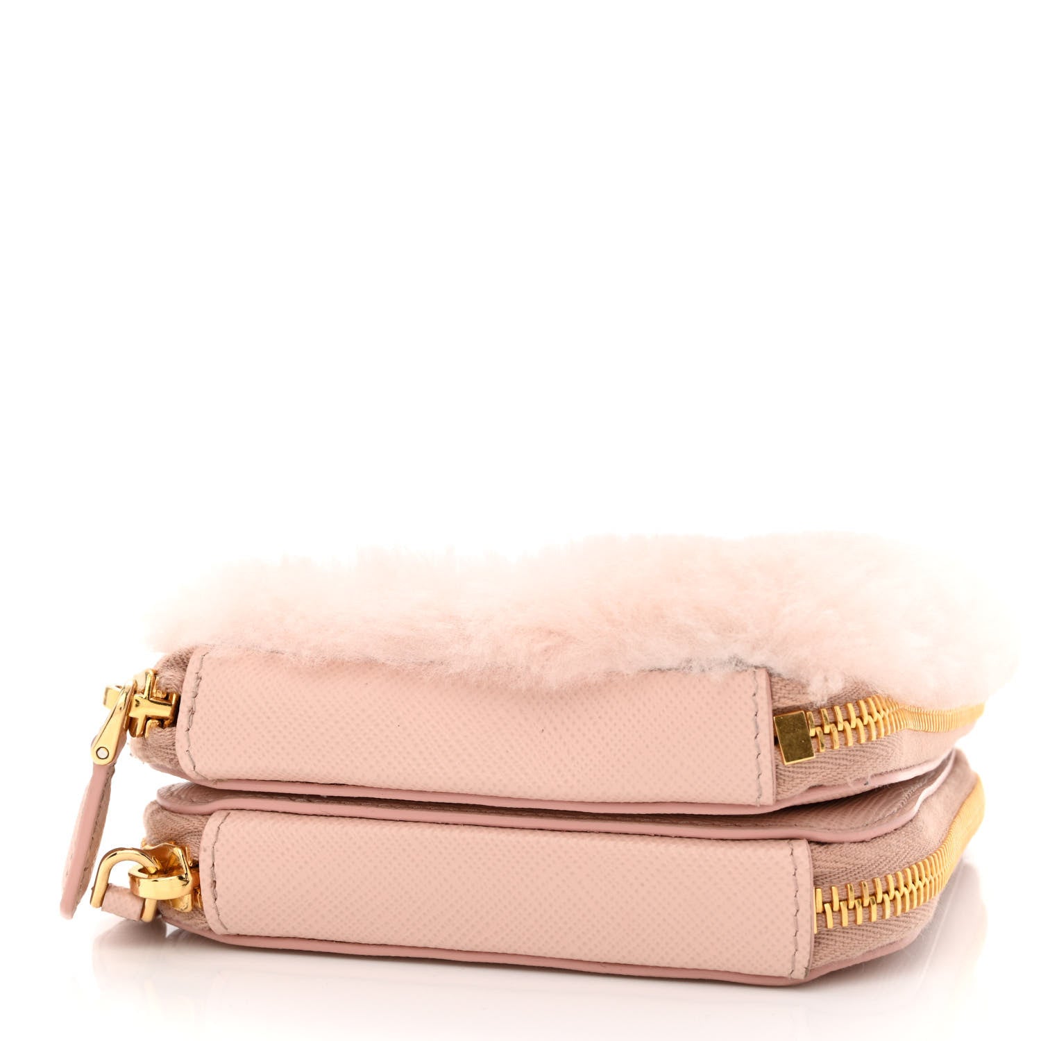 Prada Saffiano Shearling Triangle Mini Pouch Orchid Pink 4 of 12