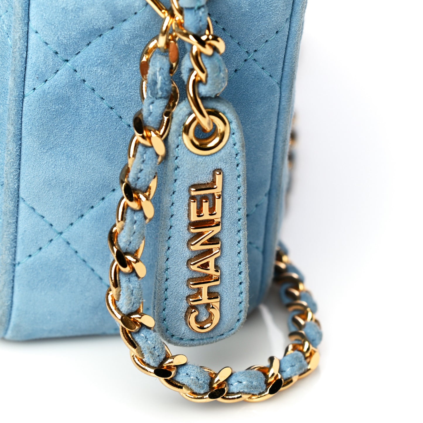 Suede Quilted Shoulder Bag Light Blue