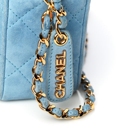 Chanel Suede Quilted Shoulder Bag Light Blue 8 of 20