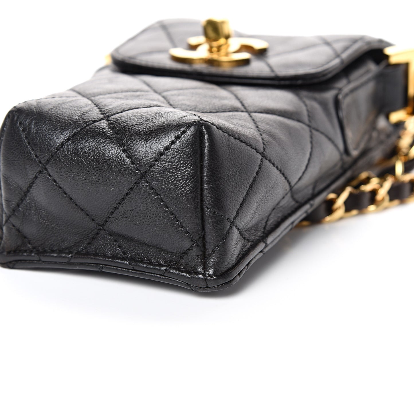 Lambskin Quilted Phone Holder Black