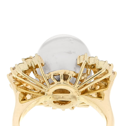 Parker & West by FASHIONPHILE 14K Yellow Gold Diamond Cultured Pearl Cocktail Ring 46 3.75 8 of 9