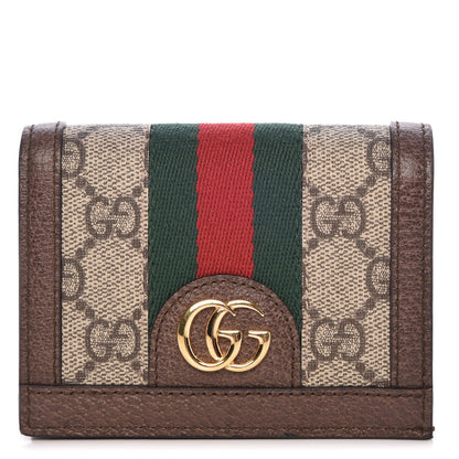Gucci GG Supreme Monogram Web Ophidia Card Case Beige New Acero 1 of 7