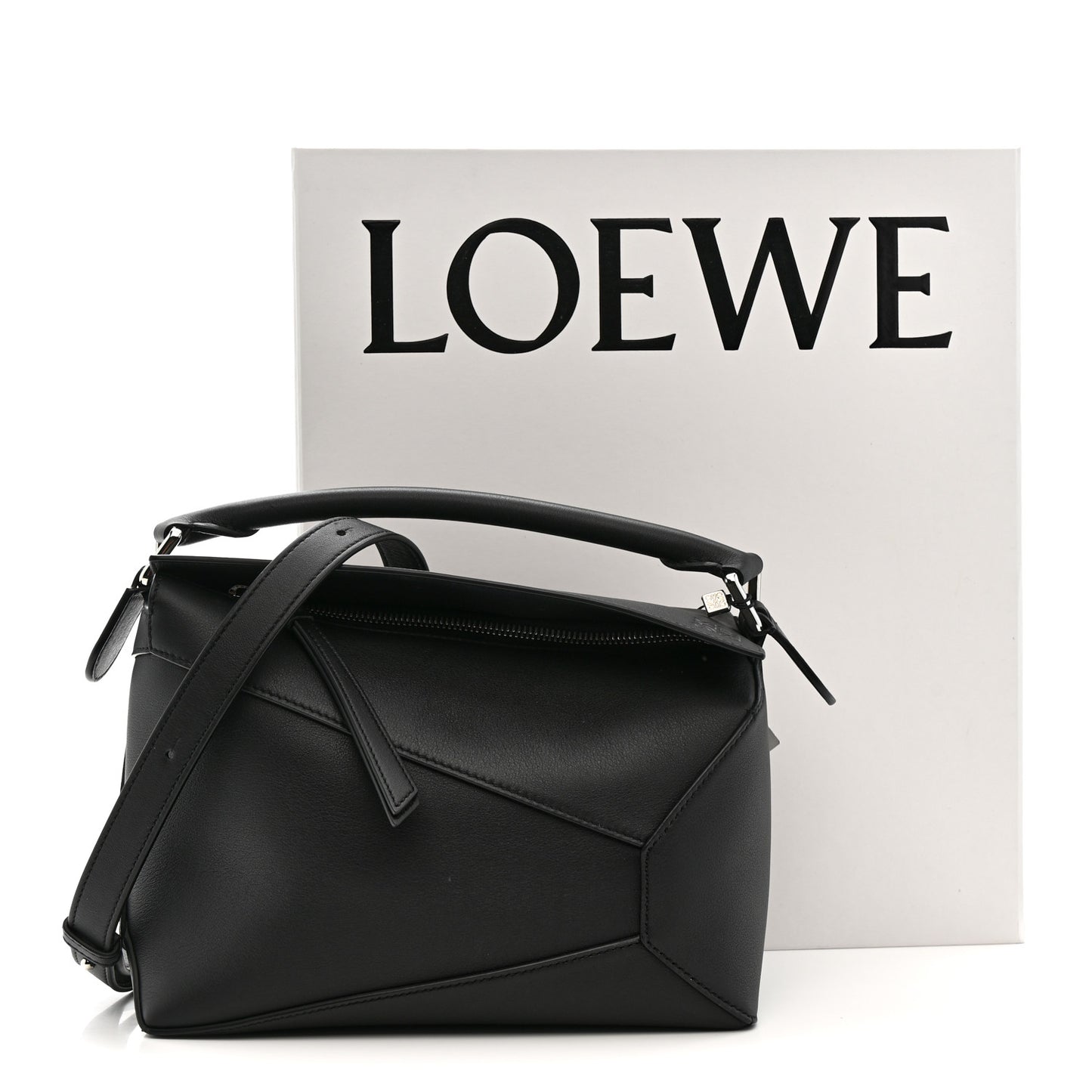 Calfskin Small Puzzle Edge Bag Black