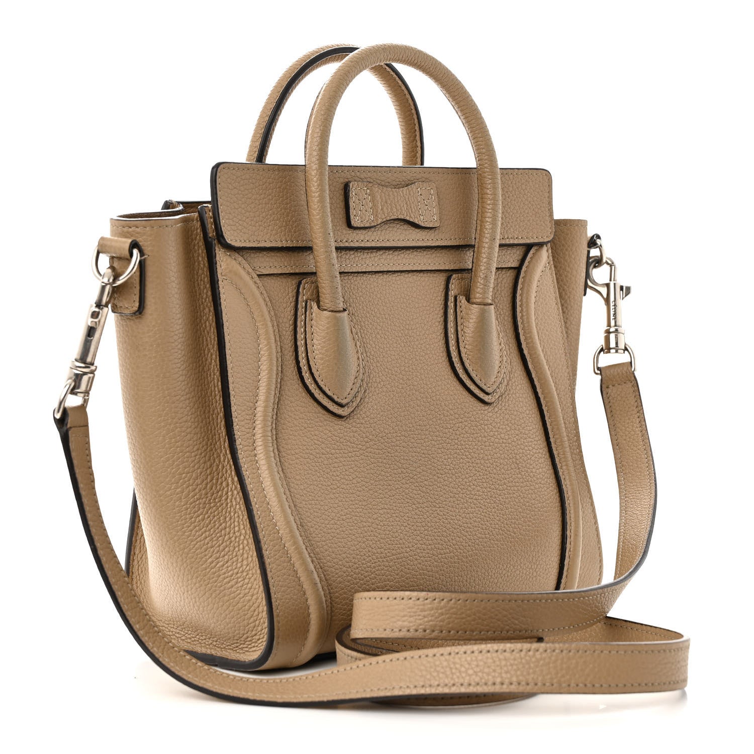 Celine Drummed Calfskin Nano Luggage Dune 3 of 26