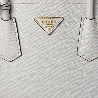 Prada Saffiano Cuir Medium Double Bag Talco Black 8 of 19