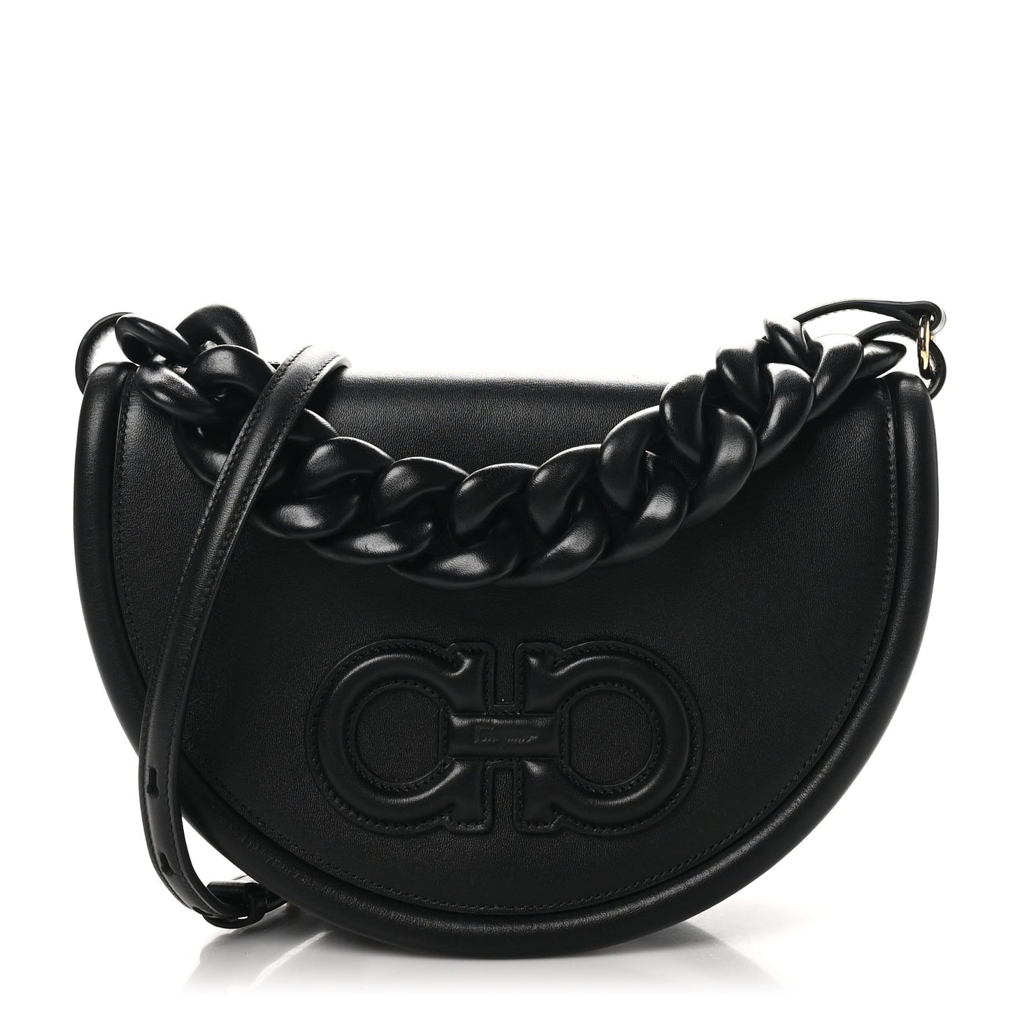 Calfskin Aura Shoulder Bag Black