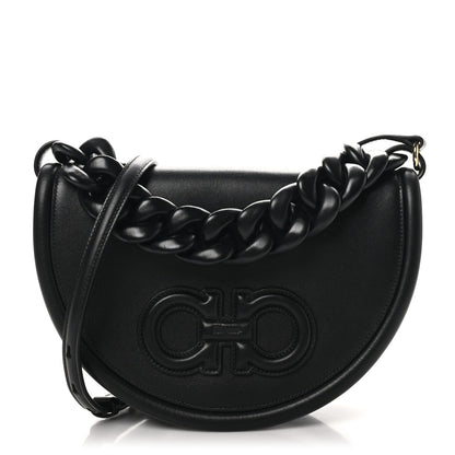 Salvatore Ferragamo Calfskin Aura Shoulder Bag Black 1 of 10