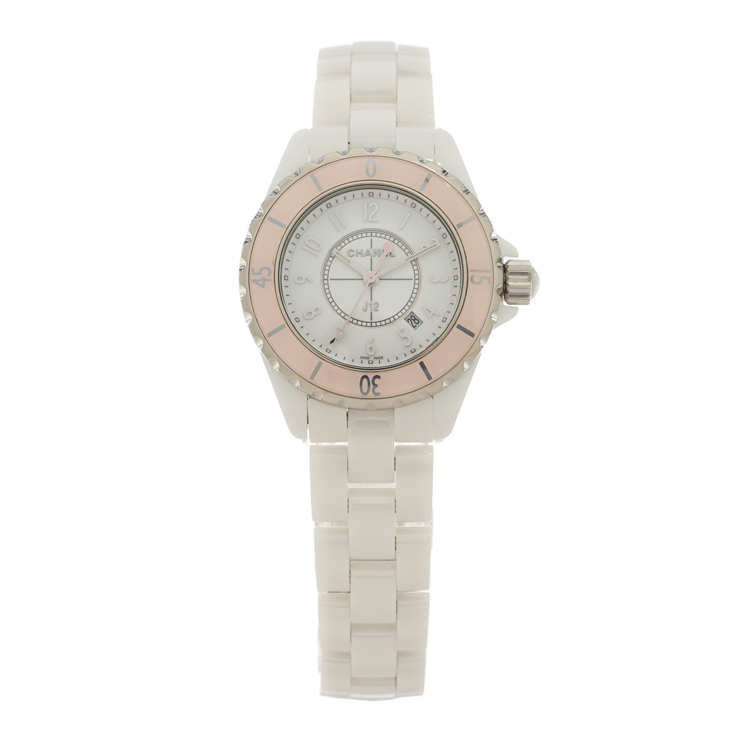Chanel Stainless Steel Ceramic 33mm J12 Quartz Watch Pink 1 of 4