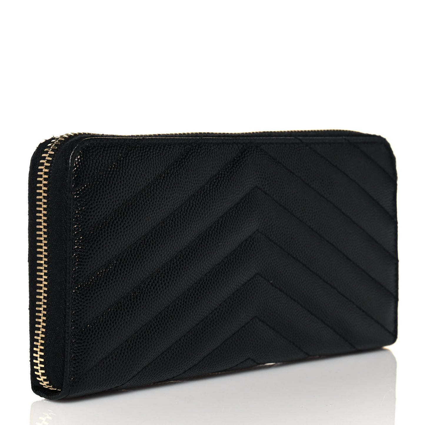 Grain De Poudre Matelasse Chevron Monogram Zip Around Wallet Black