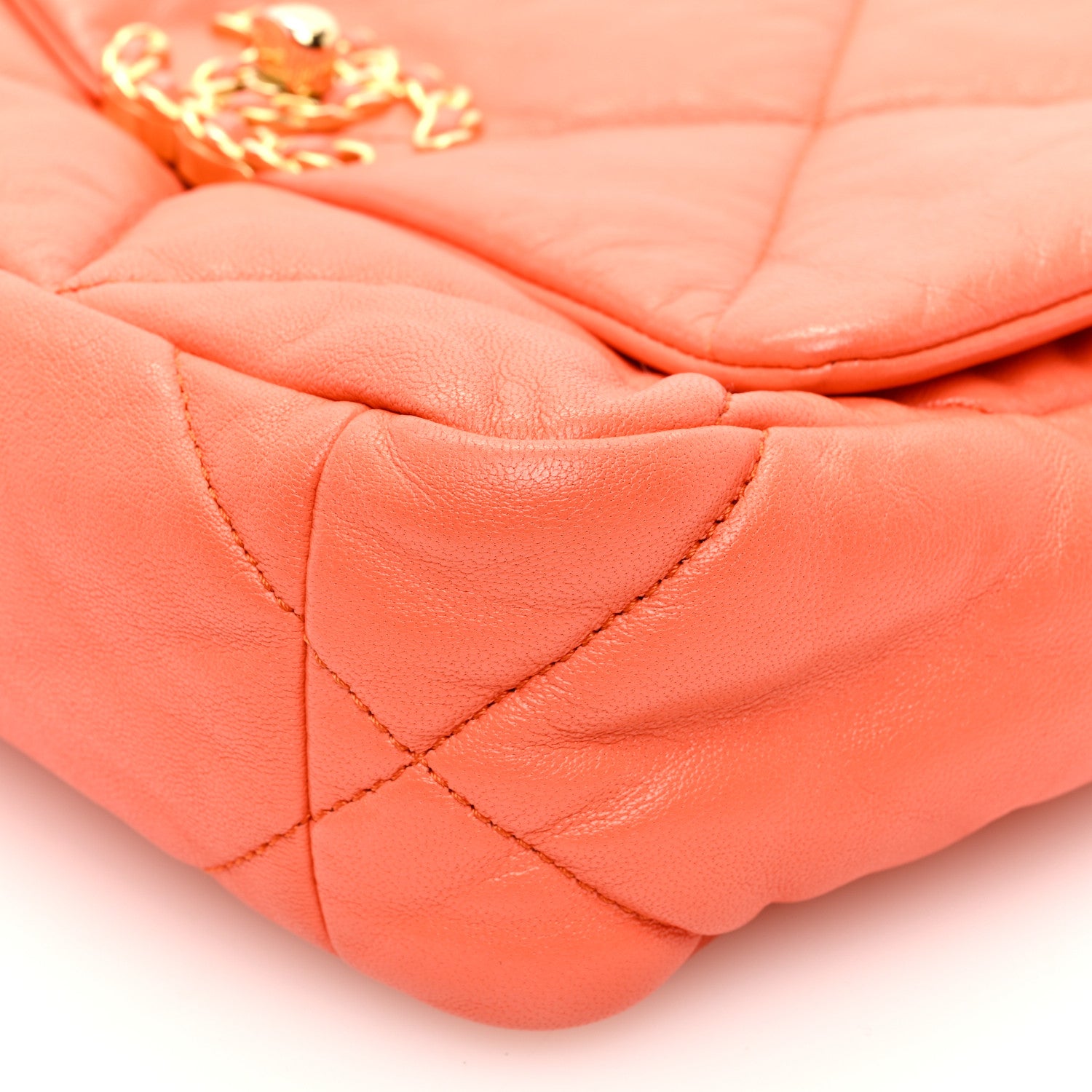 Chanel Goatskin Quilted Medium Chanel 19 Flap Orange 10 of 10