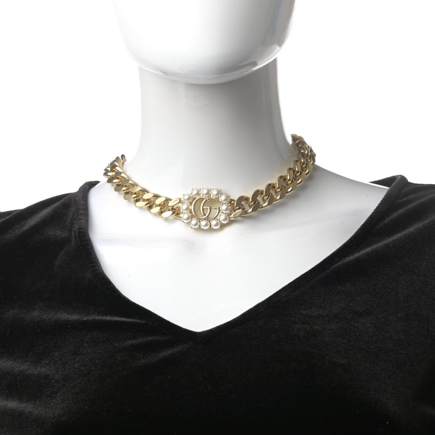Pearl Double G Choker Gold