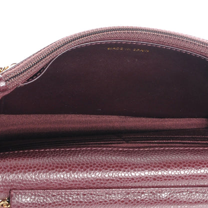 Chanel Caviar Wallet On Chain Dark Red 5 of 7