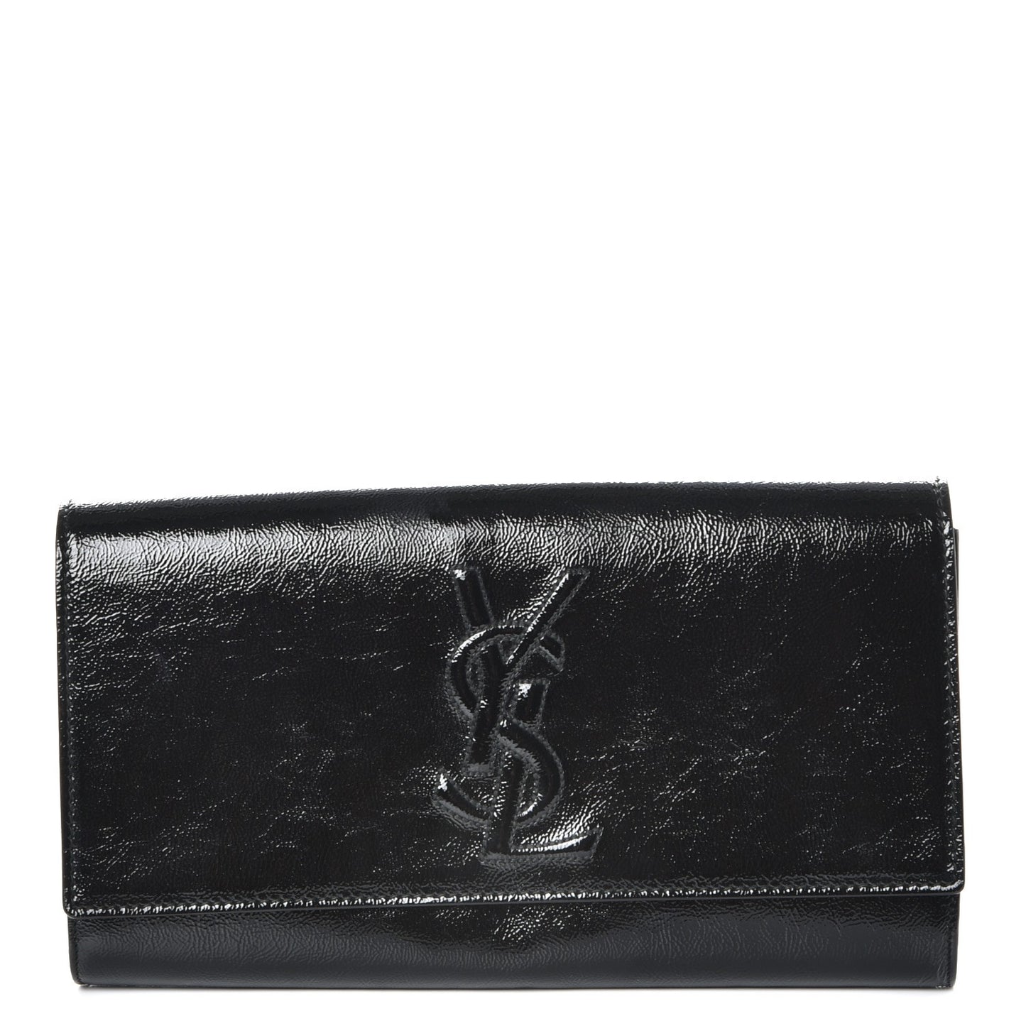 Textured Patent Monogram Large Belle De Jour Clutch Black