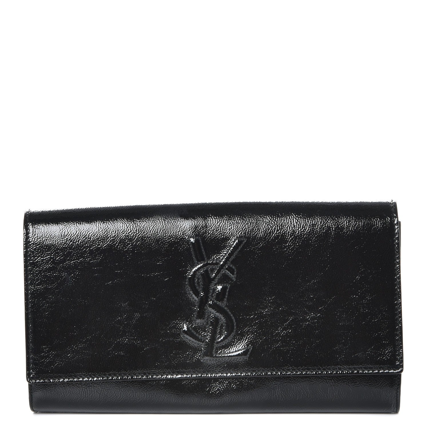 Saint Laurent Textured Patent Monogram Large Belle De Jour Clutch Black 1 of 8