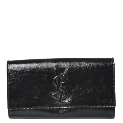Saint Laurent Textured Patent Monogram Large Belle De Jour Clutch Black 1 of 8