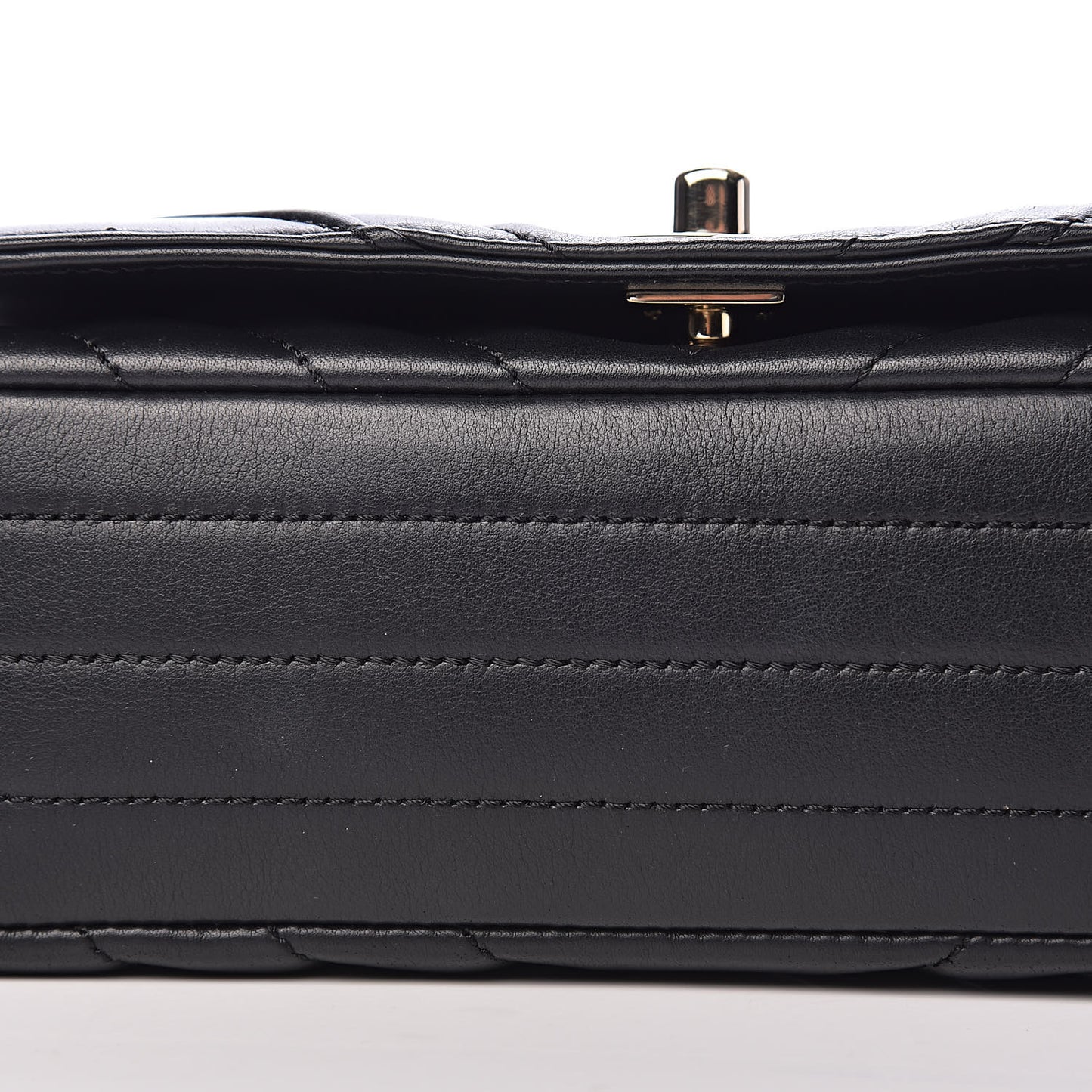 Calfskin Chevron Quilted Mini Statement Flap Black