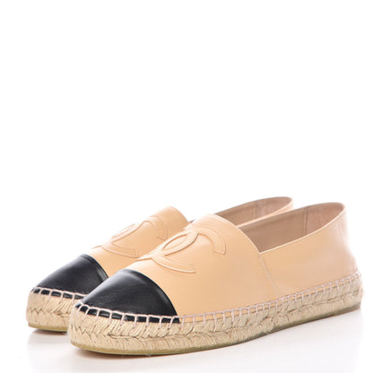 Chanel Lambskin CC Espadrilles 39 Beige Black 3 of 10