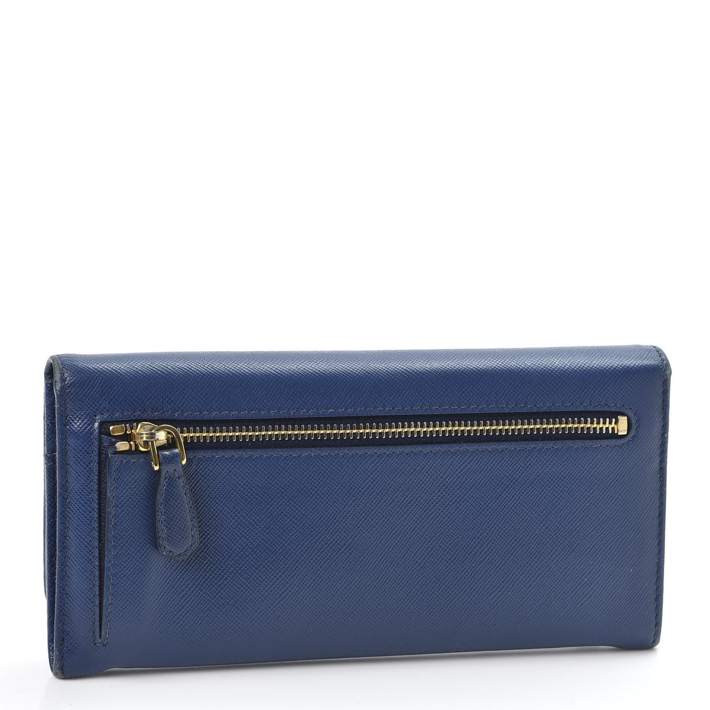 Saffiano Metal Continental Flap Wallet Bluette