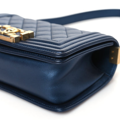 Chanel Metallic Calfskin Quilted Small Boy Flap Blue 10 of 10
