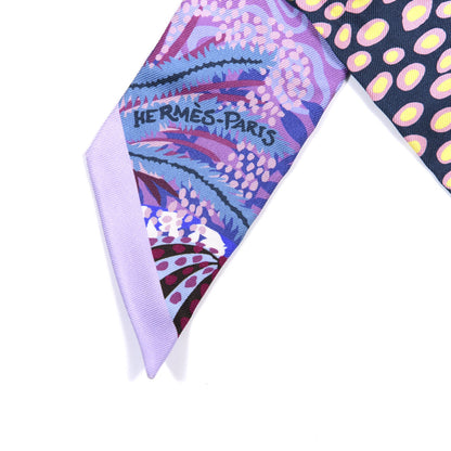 Hermes Silk Under The Waves Twilly Mauve Marine Jaune 3 of 3