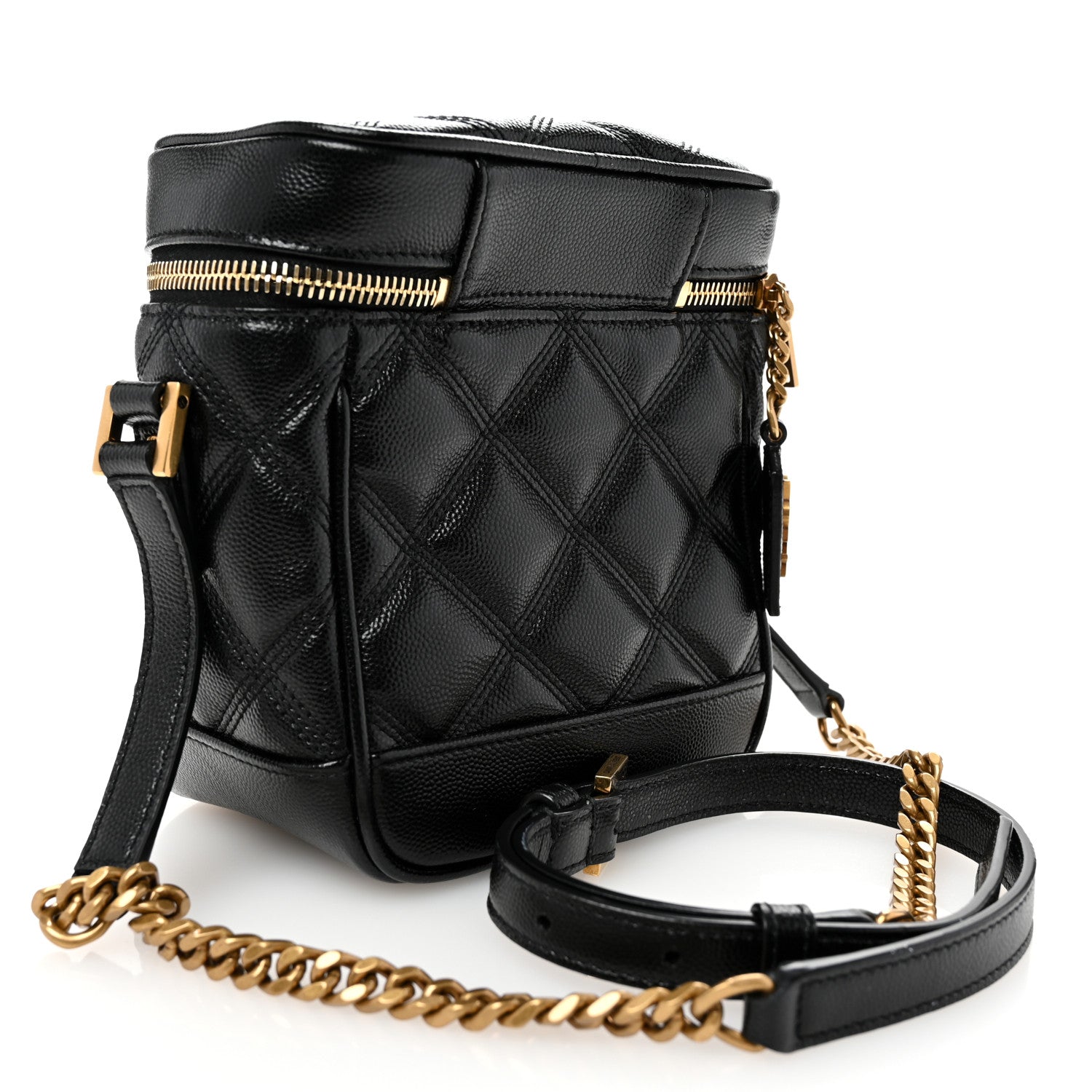 Saint Laurent Grain de Poudre Quilted 80's Vanity Bag Black 3 of 11