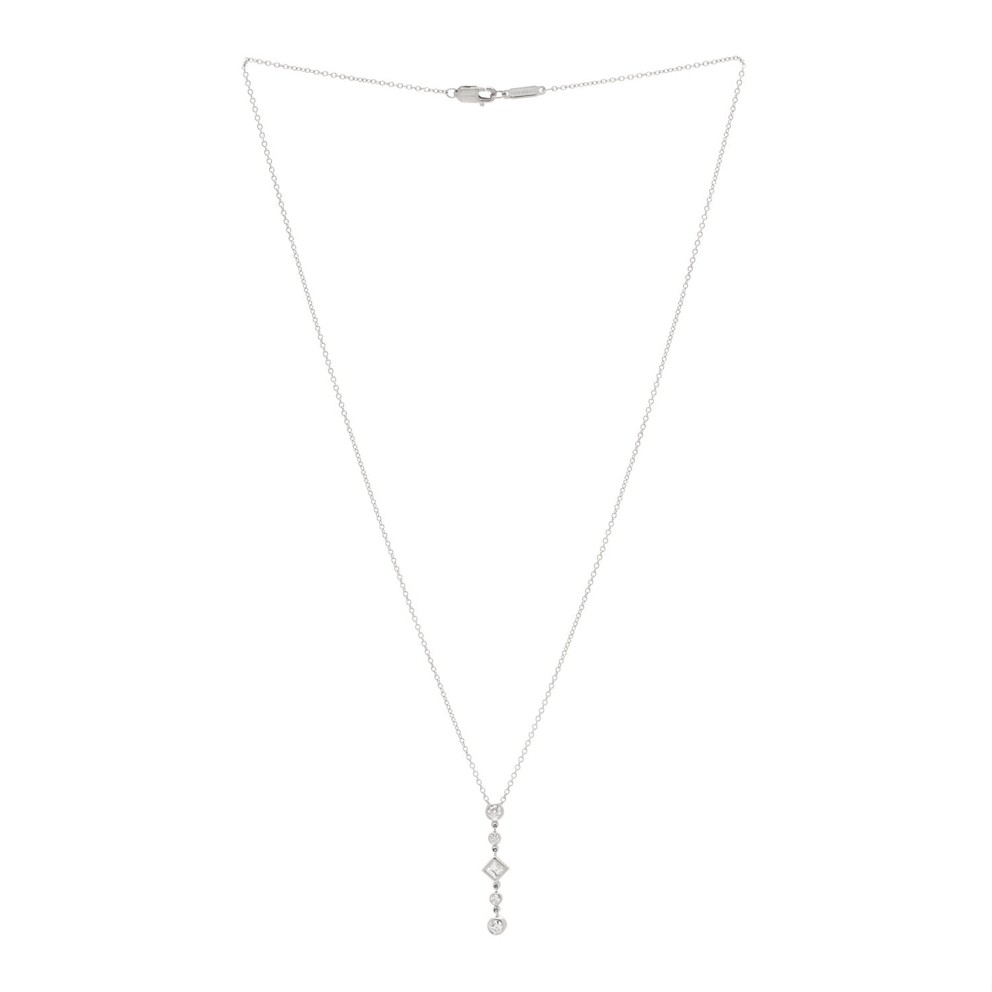 Platinum Diamond Jazz Drop Pendant Necklace