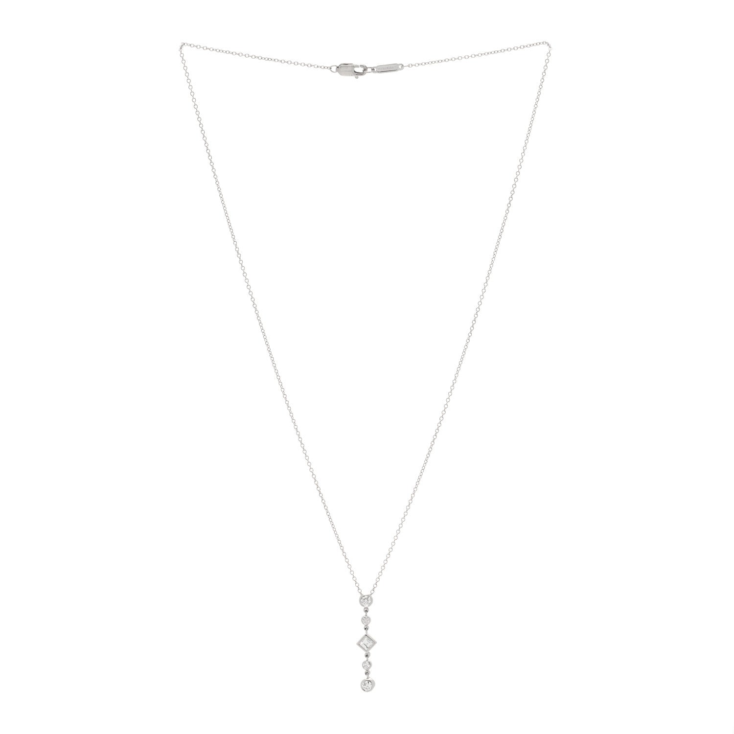 Tiffany Platinum Diamond Jazz Drop Pendant Necklace 3 of 5