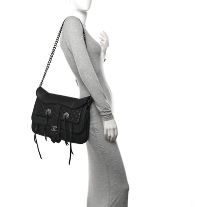 Chanel Calfskin Quilted Dallas Saddle Bag Black 2 of 12