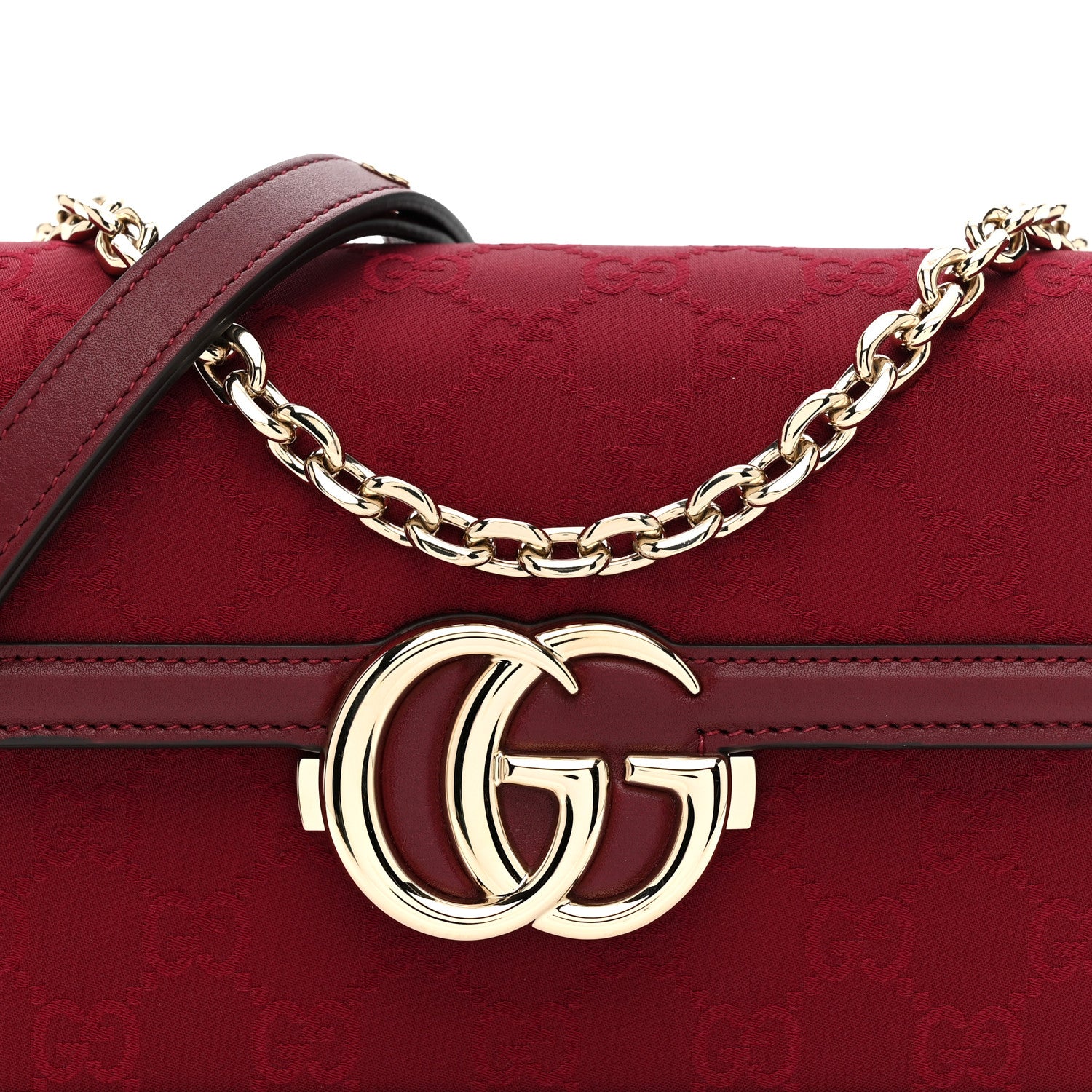 Gucci Crepe Wool Silk GG Monogram Go Small Shoulder Bag Rosso