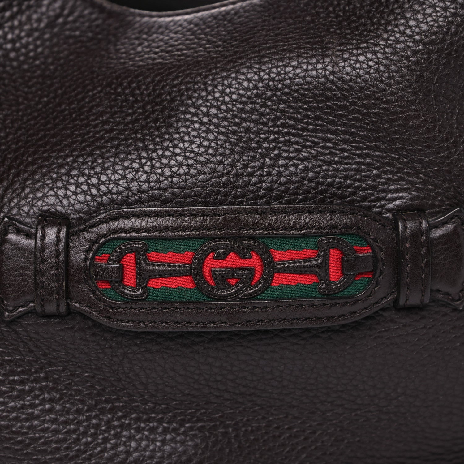 Gucci Calfskin Web Medium Dressage Hobo Coffee Brown 6 of 18