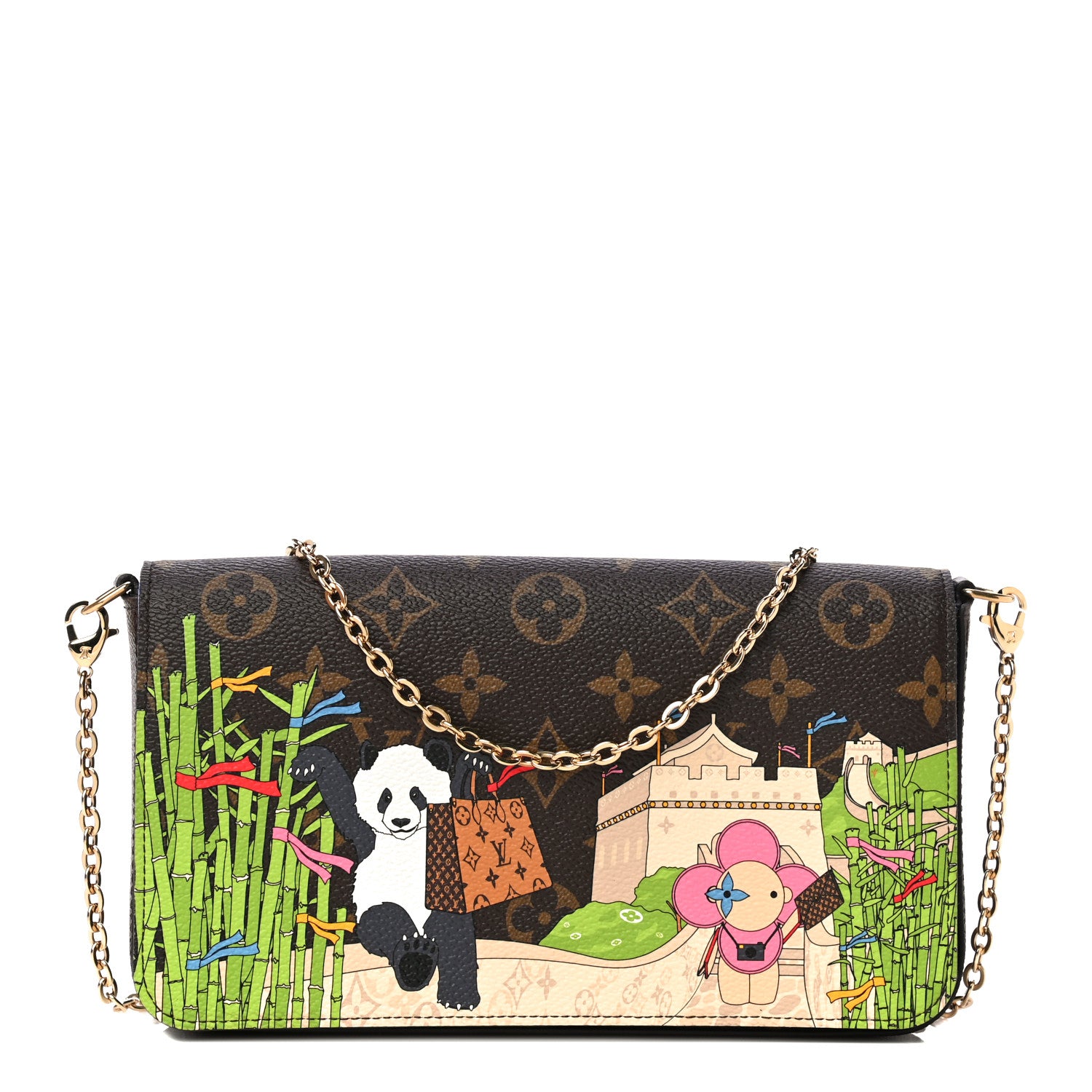 Louis Vuitton Monogram 2021 Christmas Animation China Wall Pochette Felicie Chain Wallet Myosotis Blue 3 of 15