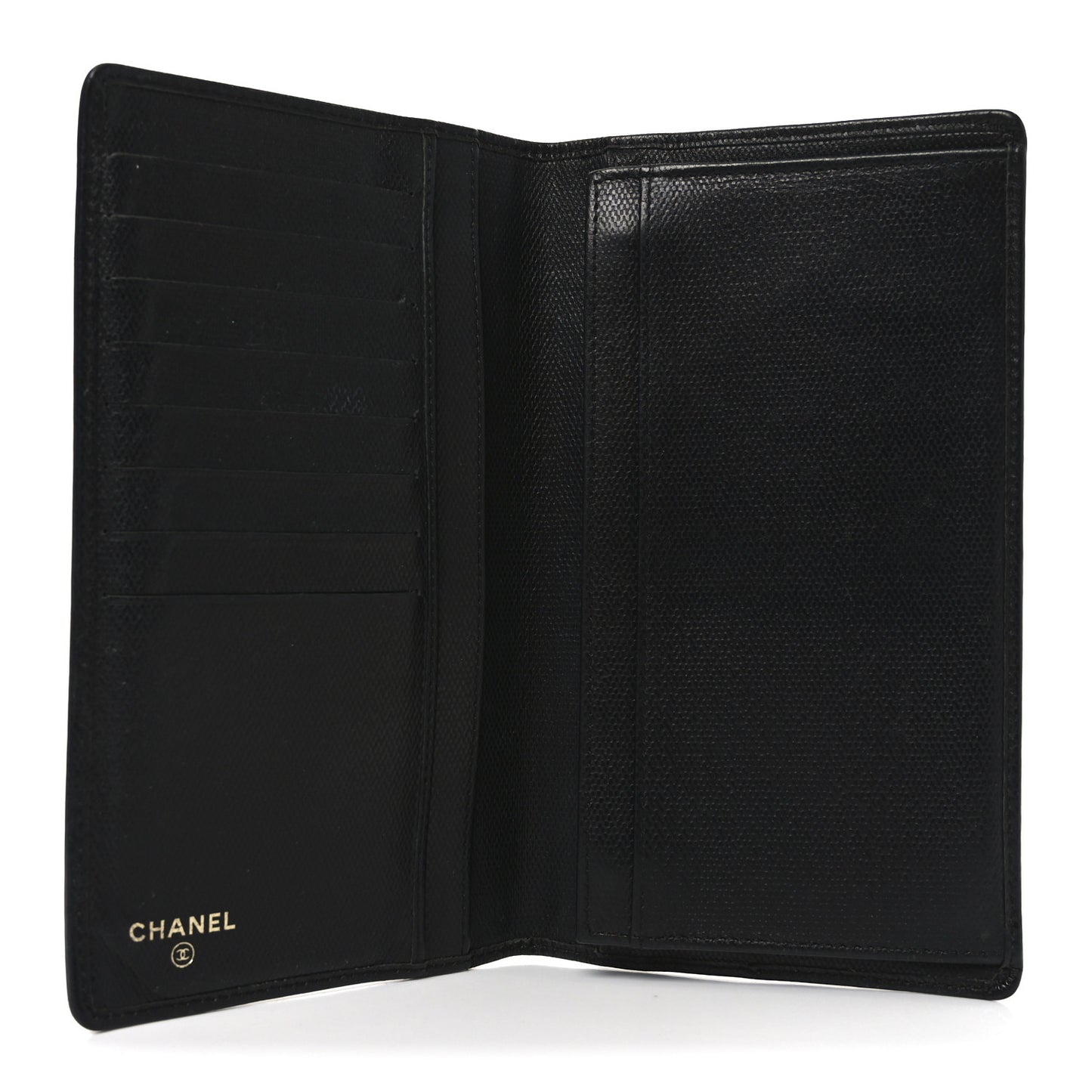 Grained Calfskin CC Button Yen Wallet Black