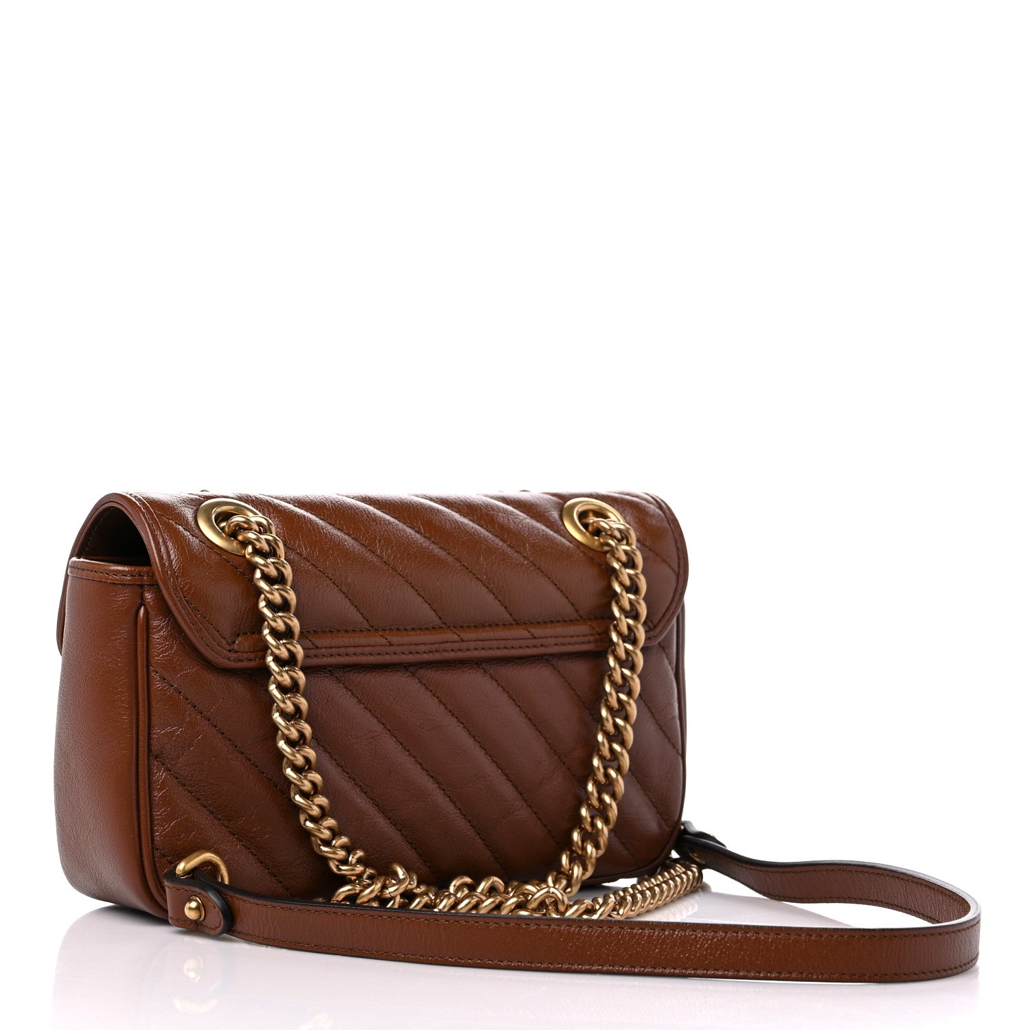 Gucci Azalea Calfskin Matelasse Diagonal Mini GG Marmont Shoulder Bag Cuir 3 of 9