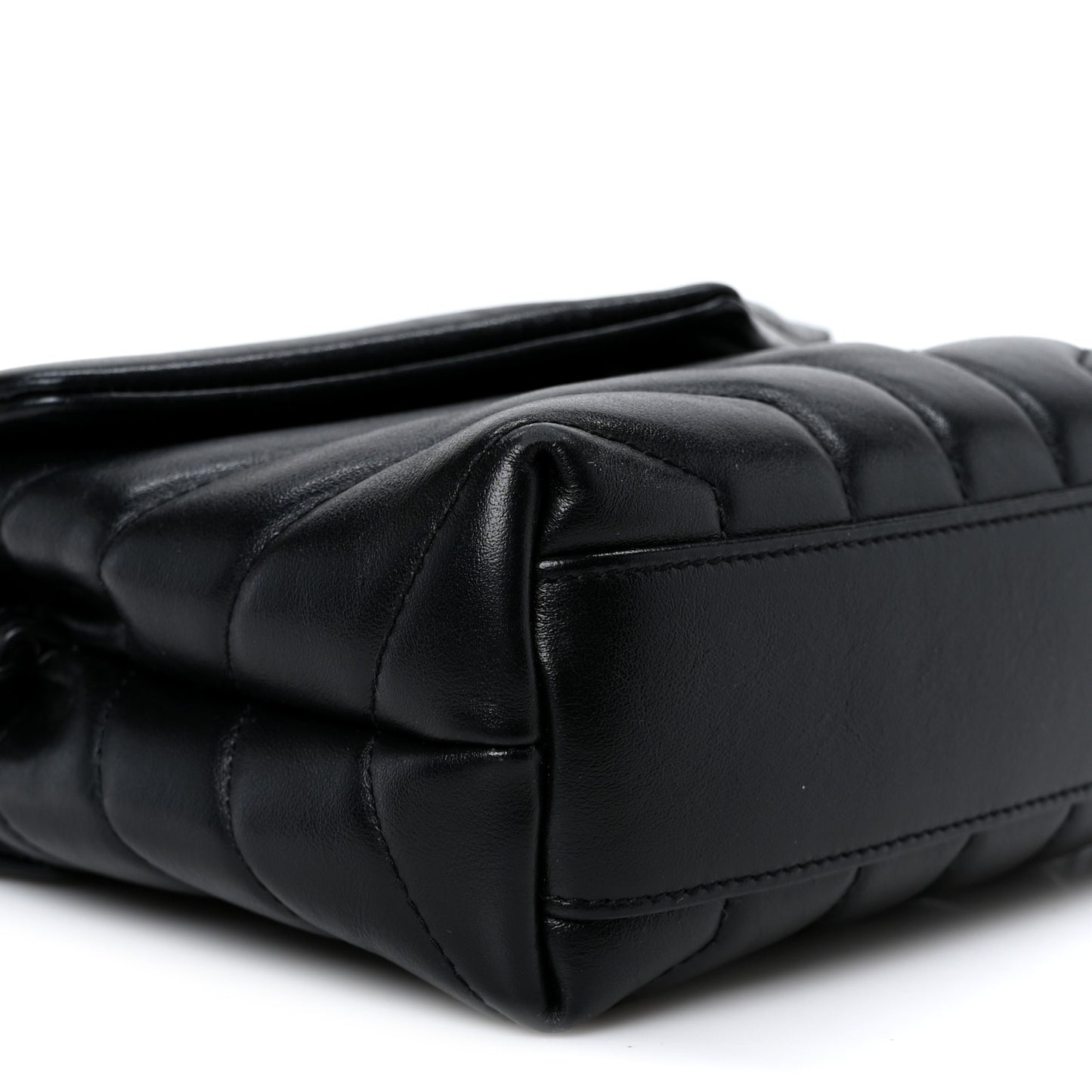 Calfskin Y Quilted Monogram Monochrome Toy Loulou Crossbody Bag Black