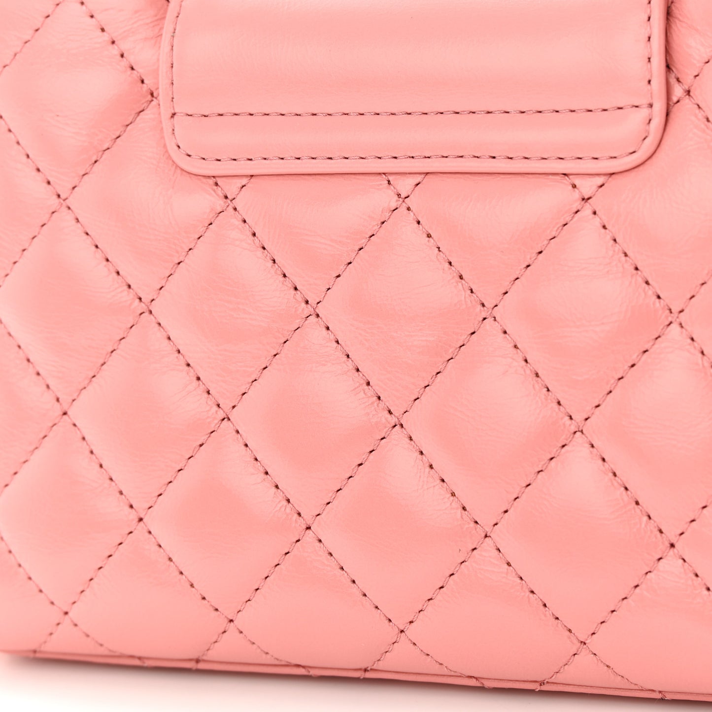 Shiny Aged Calfskin Quilted Nano Kelly Shopper Coral Pink