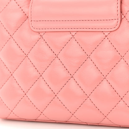 Chanel Shiny Aged Calfskin Quilted Nano Kelly Shopper Coral Pink 11 of 11
