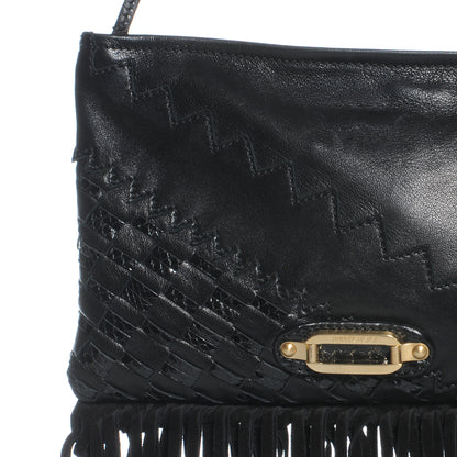 Jimmy Choo Leather Suede Fringe Tita Convertible Clutch Black 3 of 9