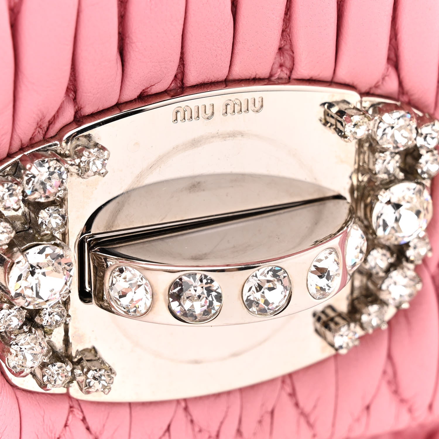 Miu Miu Nappa Matelasse Crystal Flap Clutch Geranio 12 of 13