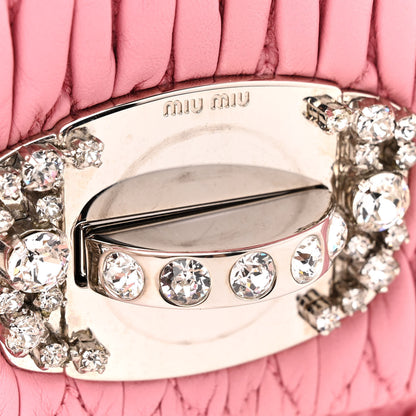 Miu Miu Nappa Matelasse Crystal Flap Clutch Geranio 12 of 13