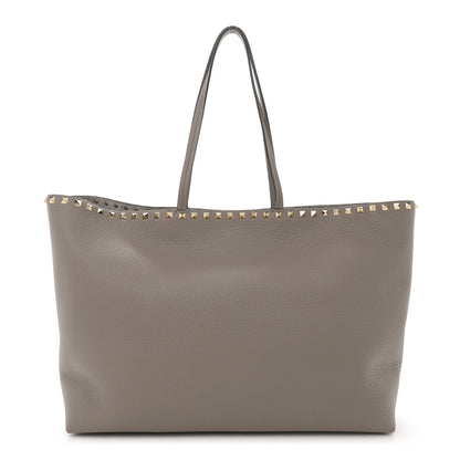 Valentino Garavani Grained Calfskin Small Rockstud Shoulder Tote Dove Gray 1 of 11