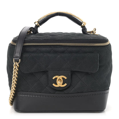 Chanel Iridescent Grained Calfskin Quilted Globe Trotter Vanity Case Black 1 of 12