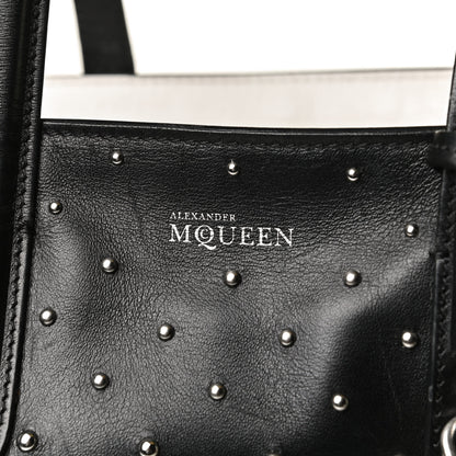 Alexander McQueen Calfskin Large Studded Padlock Zip Around Tote Black White 7 of 17